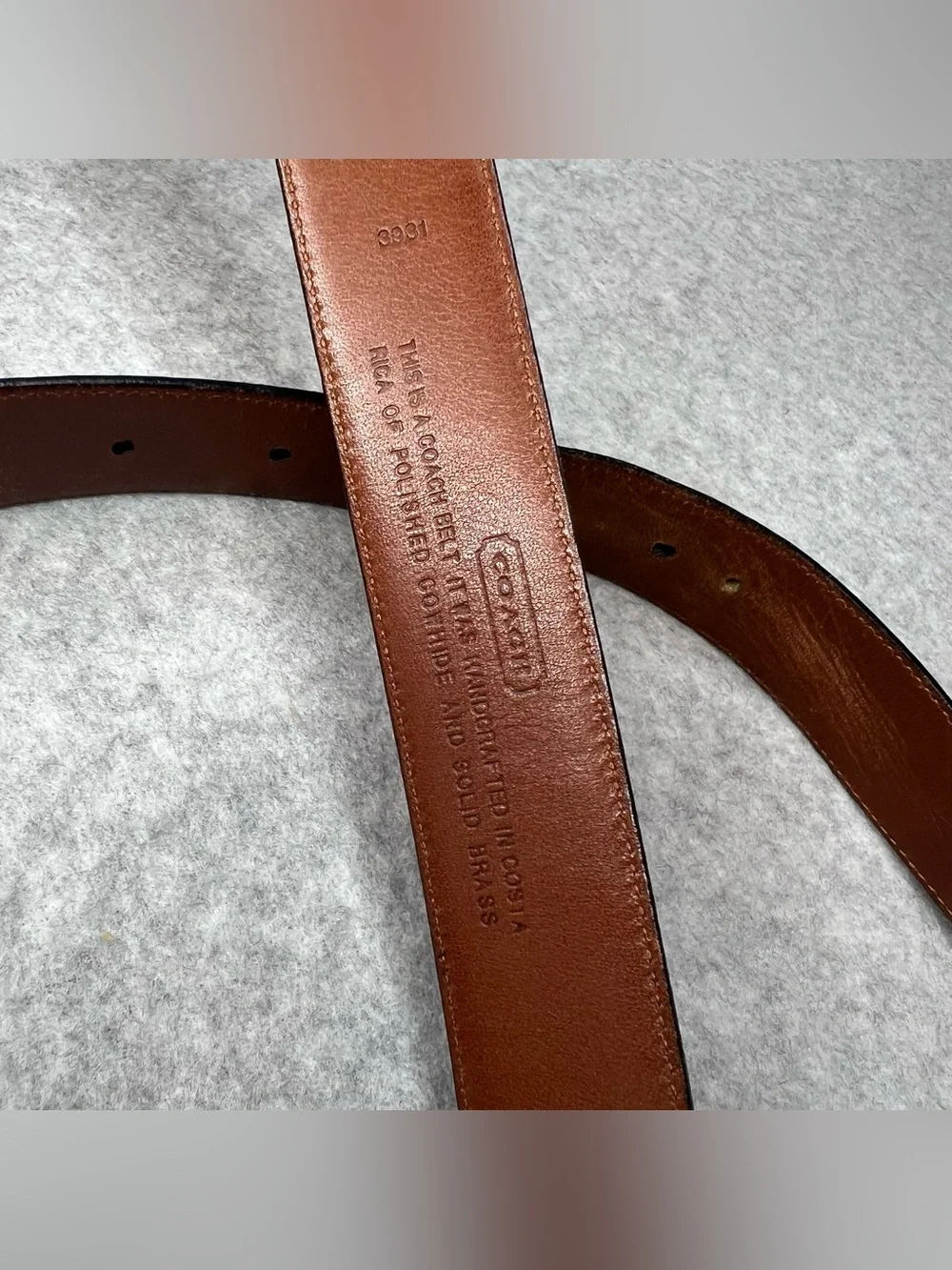 Coach Leather Belt Size 38 Polished Cowhide Brass Buckle Black 3931